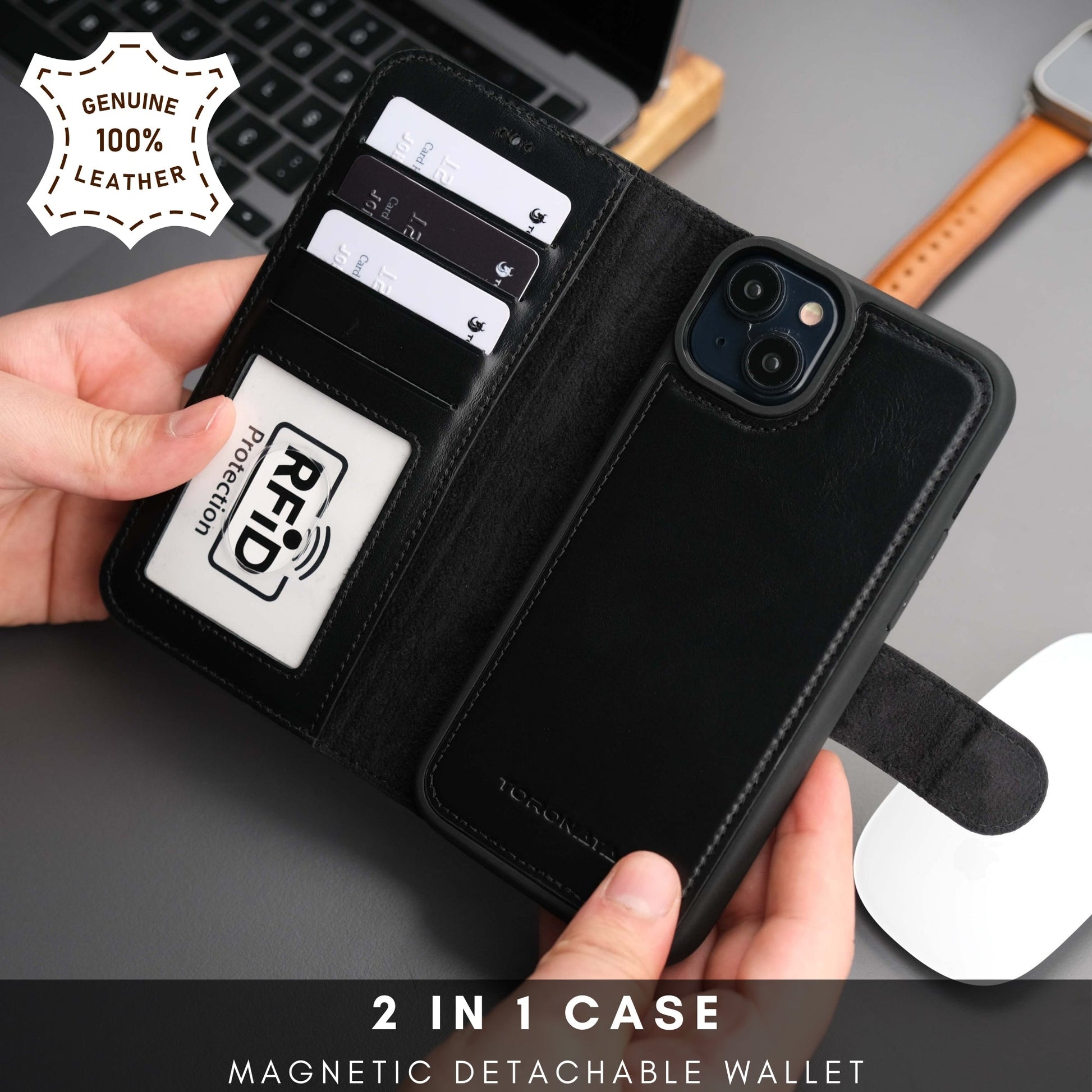 Casper Leather iPhone 14 Plus Wallet Case | MagSafe